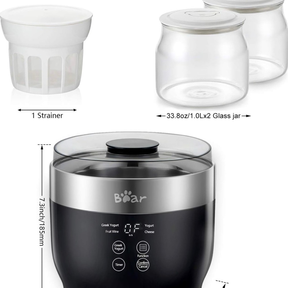 Black Bear Yogurt Maker with Glass Jars
